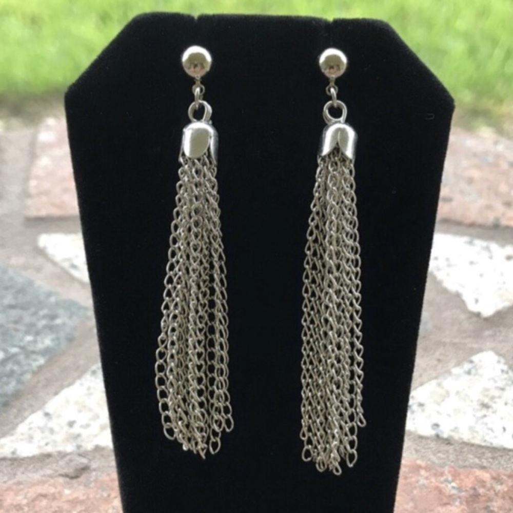 π΄SALE ! Silver dangly tassel chain nickel free - Picture 1 of 8